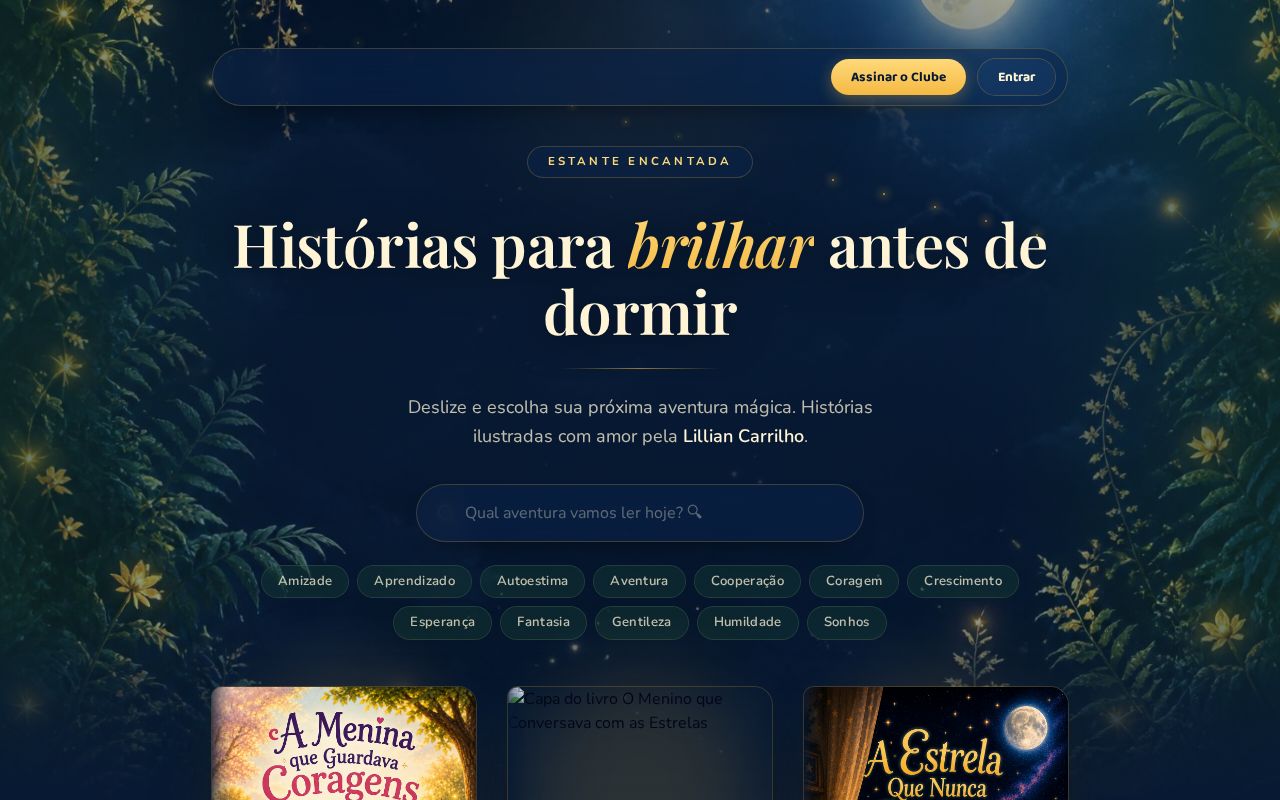 Página do site Estante Encantada · Pequenas Coragens